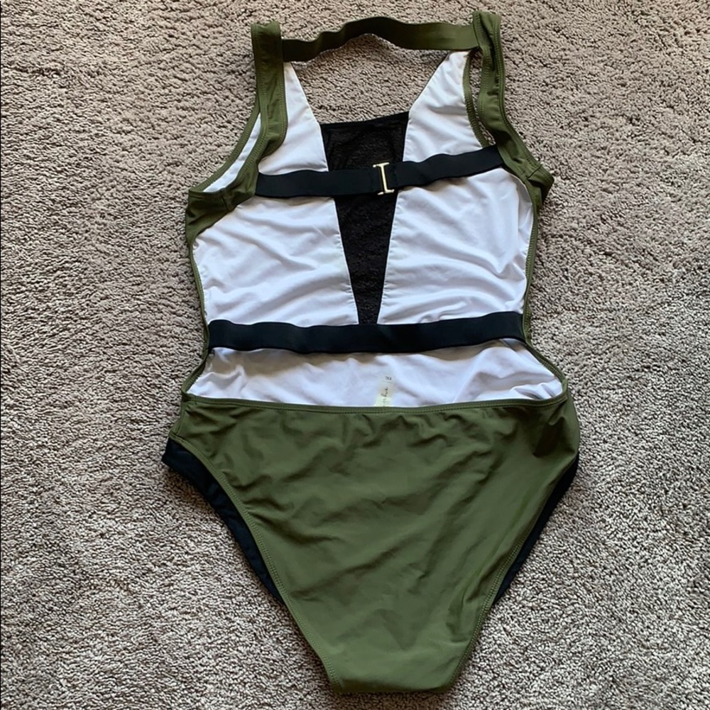 Olive green one piece bathing suit - Picture 2 of 3